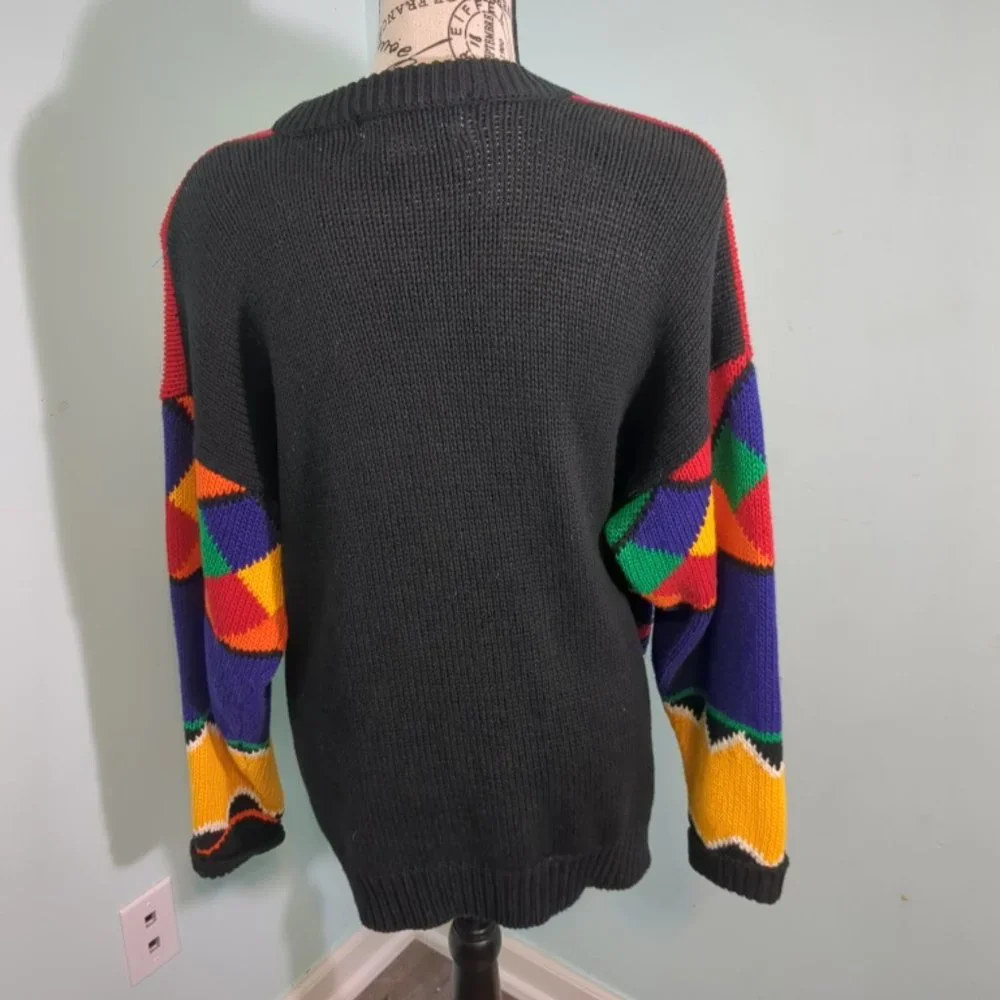 Santoria VTG 90s Colorful Tribal Button Up Oversized Cardigan Sweater medium